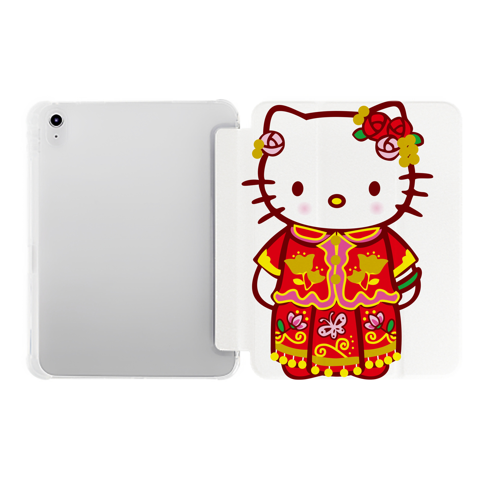 （画像用） Hello Kitty ハローキティ IPad ケース ペン収納付き 三つ折りスタンド PUレザー×シリコン 対応機種9.5/10.5/10.9インチ